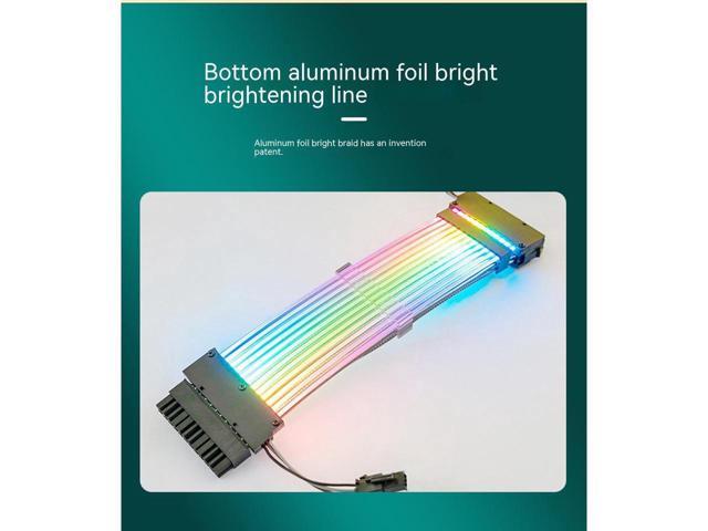 ARGB Power Extension Cable Power Graphics Card Cable,Mainboard Extension Cable Power Luminous Cable,Dual Head Lamp 24Pin Row Synchronous Illusion...