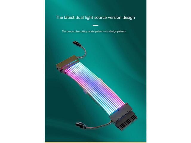 ARGB Power Extension Cable Power Graphics Card Cable,Mainboard Extension Cable Power Luminous Cable,Dual Head Lamp 24Pin Row Synchronous Illusion...