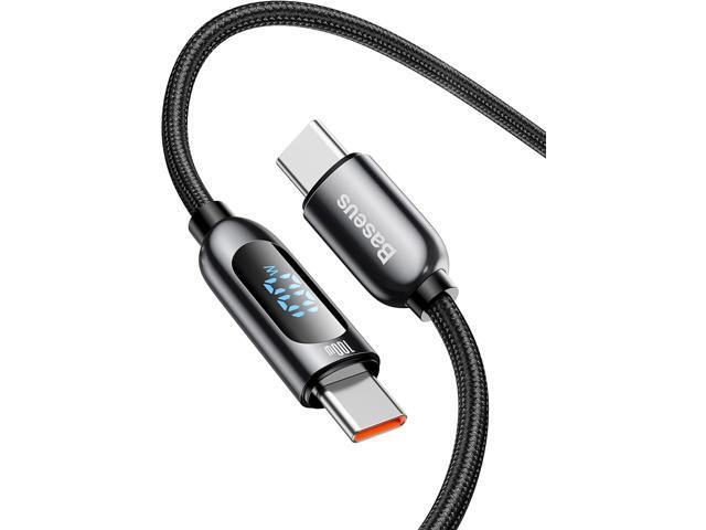 Baseus PD 100W USB C to USB C Cable, 5A Fast Charging USB C Cable with LED Display, Zinc Alloy Nylon Braided Type C Cable 6.6ft for Samsung S21 S20...