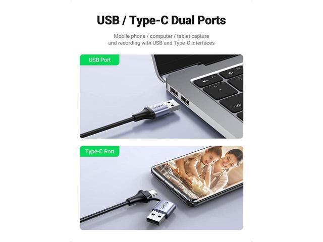 UGREEN Video Capture Card 4K HDMI to USB-A/USB-C HDMI Capture Card Full HD 1080P USB 2.0 Capture Video and Audio Recording for Gaming, Streaming,...