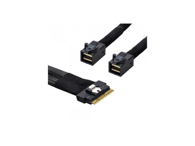 PCI-E Ultraport Slimline SAS Slim 4.0 SFF-8654 8i 74pin to Dual SFF-8643 4i Mini SAS HD Cable PCI-Express 80CM