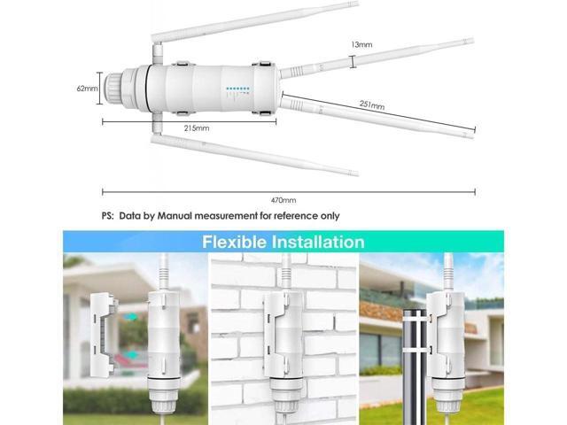 AC1200 Outdoor WiFi Extender with Passive POE Wireless High Power Outdoor Weatherproof Wi-Fi Range Repeater Access Point, Dual Band 2.4GHz 5GHz,...