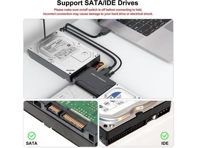 Hard Drive Reader IDE SATA to USB 3.0 Adapter, USB + Type C External Hard Drive Data Ultra Recovery Converter Kit with Power for 2.5 3.5 HDD ssd...