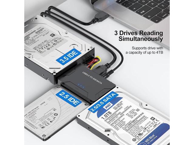 Hard Drive Reader IDE SATA to USB 3.0 Adapter, USB + Type C External Hard Drive Data Ultra Recovery Converter Kit with Power for 2.5 3.5 HDD ssd...