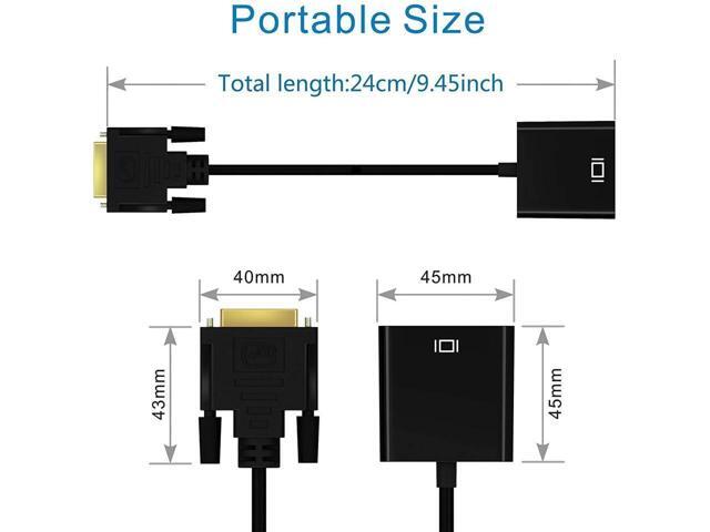 DVI to VGA Adapter,1080p Active DVI-D to VGA Adapter Converter 24+1 Male to Female Adapter