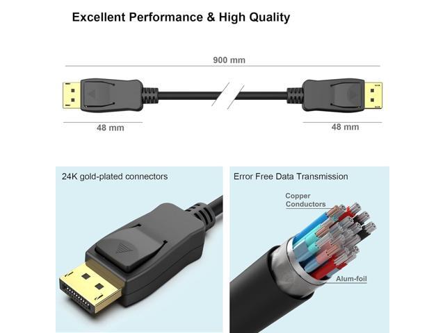 DisplayPort to DP 4K 60Hz 3 Feet Cable, DisplayPort to Display Port Male to Male Cable Gold-Plated Cord
