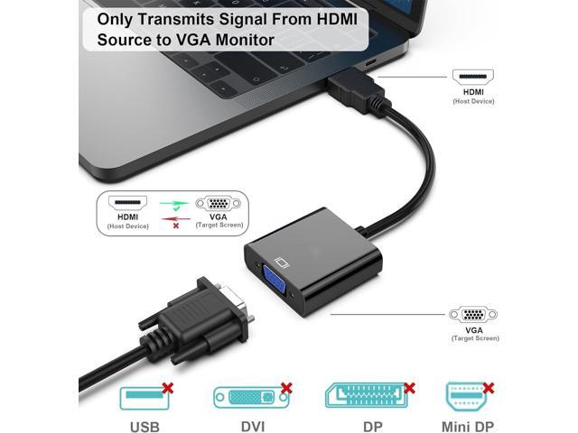 HDMI to VGA, Gold-Plated HDMI to VGA Adapter (Male to Female) Compatible for Computer, Desktop, Laptop, PC, Monitor, Projector, HDTV, Chromebook,...