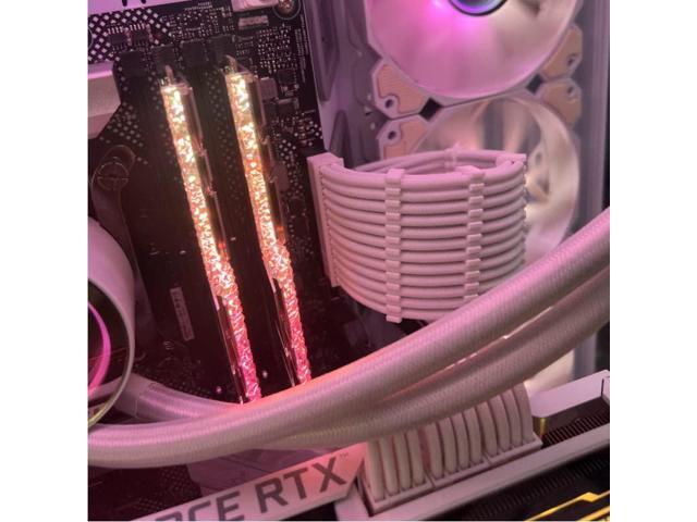 PSU Cable Extension Kit 30CM Length with Combs,1x24Pin/2x8Pin(4+4) EPS/3x8Pin(6P+2P) PCI-E/PC Sleeved for ATX Power Supply,White, All-White