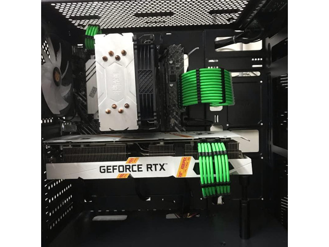 PSU Cable Extension Kit 30CM Length with Combs,1x24Pin/2x8Pin(4+4) EPS/3x8Pin(6P+2P) PCI-E/PC Sleeved for ATX Power Supply,(Green)