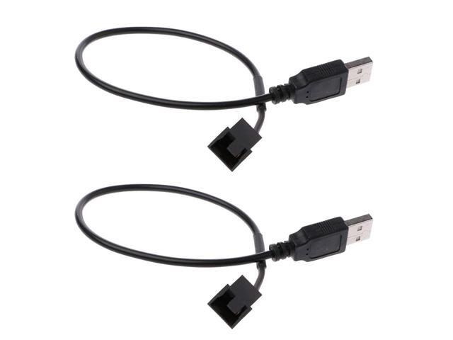 2 Pack USB to 3-Pin / 4-Pin PWM 5V USB Sleeved Fan Power Adapter Cable, USB to 3 Pin / 4 Pin Case Fan Adapter Connector Cable (USB-3Pin/4Pin Cable)