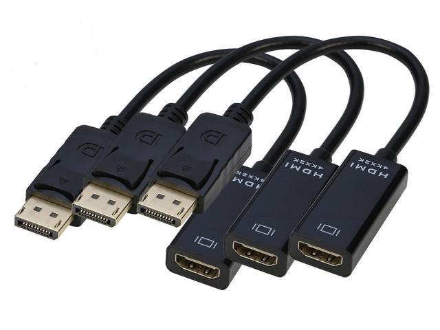 DP Displayport to HDMI Adapter 4K x 2K, Display Port to HDMI Male to Female Gold-Plated Cord Compatible for HP 3-Pack