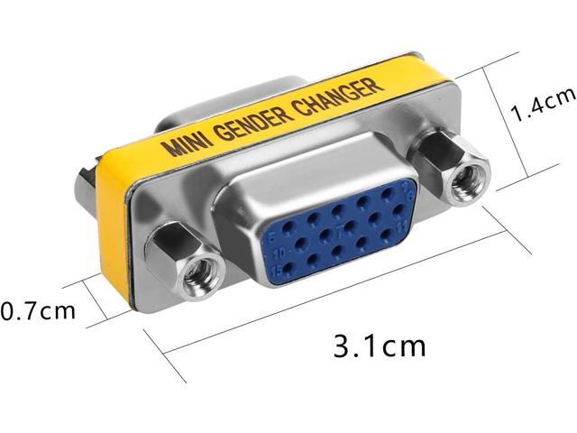 BUCIER VGA Coupler, 2 Pack VGA SVGA Connector 15 Pin Female to Female Mini Gender Changer Adapter