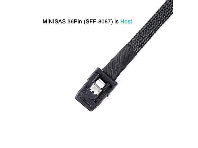 BUCIER Mini-SAS a SAS-Cable: 0.5 M Mini-SAS interno SFF-8087 a SFF-8482 4X SAS 29 pines con cable adaptador SATA-Power (3.3 ft)