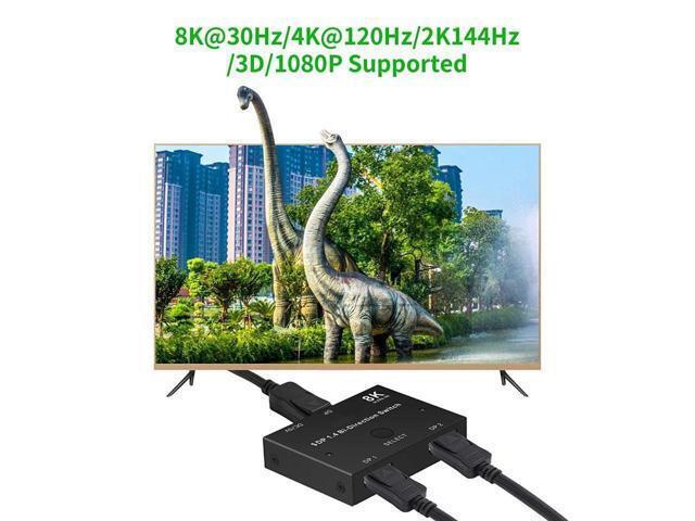 BUCIER 8K Displayport 1.4 Switch, Bi-Directional 1in 2 Out or 2in 1out DP 1.4 Switcher Converter Supports 8K@30Hz 4K@120hz 2K@144hz for Dual DP...