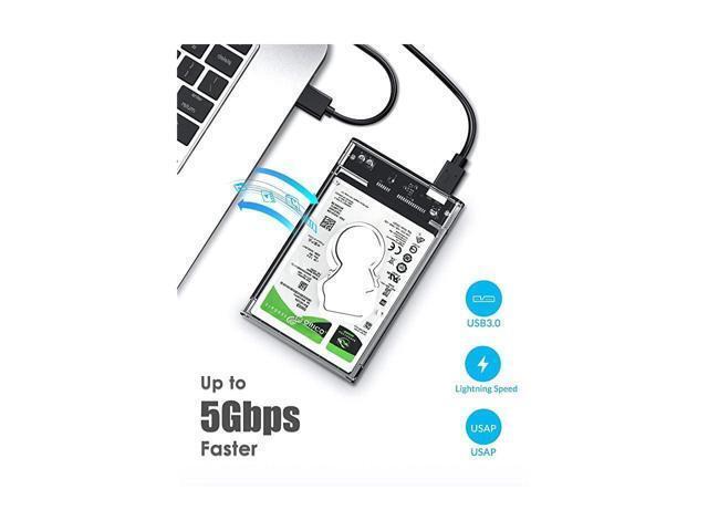 BUCIER USB 3 External Hard Drive Enclosure USB30 to SATA Portable Clear Hard Disk Case for 25 inch 7mm 95mm SATA HDD SSD Support UASP SATA III Max...