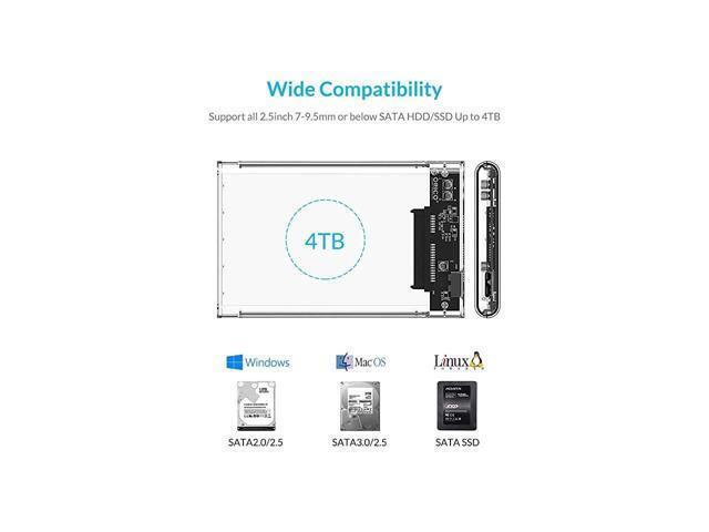 BUCIER USB 3 External Hard Drive Enclosure USB30 to SATA Portable Clear Hard Disk Case for 25 inch 7mm 95mm SATA HDD SSD Support UASP SATA III Max...