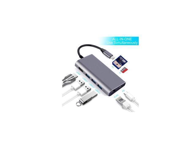BUCIER USB Hub C 8 En 1 Aluminium Multi Type de Port Adaptateur C Hub Combo Pour Macbook Pro