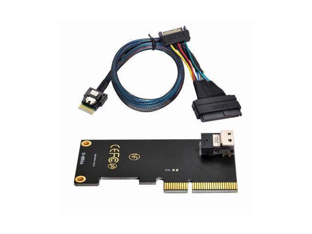 BUCIER PCI-E 3.0 4.0 to SFF-8654 Slimline SAS Card Adapter and U.2 U2 SFF-8639 NVME PCIe SSD Cable for Mainboard SSD