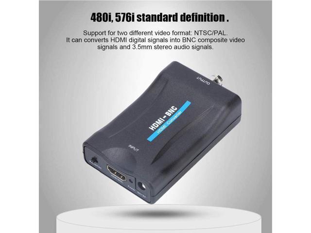 BUCIER HDMI to BNC Converter Video Adapter, with 3.5mm Audio Output, 480i 576i Resolution, Support NTSC/PAL Format for Full HD DVD/VHS/Video Player