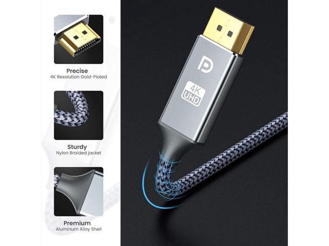 BUCIER 10ft/3M DisplayPort to HDMI Cable, [4K UHD] Uni-Directional Nylon Braided Gold-Plated DP to HDMI Cord Display Port to HDMI Male Connector...
