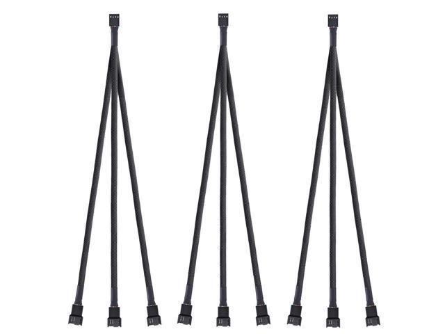 BUCIER 3 Pack PWM Fan Splitter Adapter Cable Sleeved Braided Y Splitter Computer PC 4 Pin Fan Extension Power Cable 1 to 3 Converter for Computer...