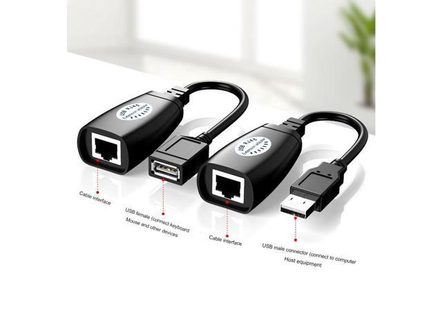 BUCIER USB 2.0 to RJ45 Adapter RJ45 LAN Cable Extension Cable USB Extender over Cat5 / Cat5e / Cat6 Cable