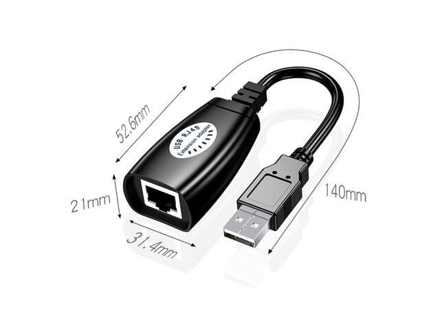 BUCIER USB 2.0 to RJ45 Adapter RJ45 LAN Cable Extension Cable USB Extender over Cat5 / Cat5e / Cat6 Cable