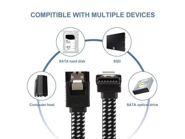 BUCIER SATA III Cable,Nylon Braided SATA Cable III 6Gbps Straight HDD SDD Data Cable with Locking Latch 18 Inch Compatible for SATA HDD, SSD, CD...