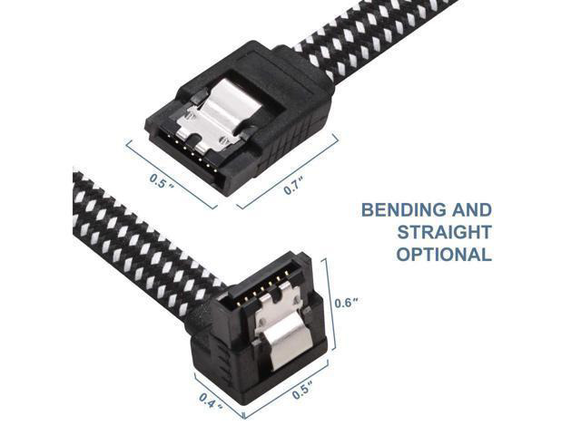 BUCIER SATA III Cable,Nylon Braided SATA Cable III 6Gbps Straight HDD SDD Data Cable with Locking Latch 18 Inch Compatible for SATA HDD, SSD, CD...