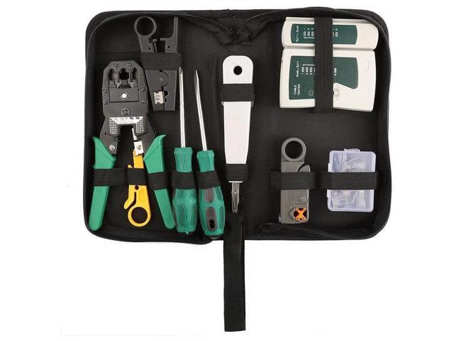 BUCIER Network Tool Kits Professional- Net Computer Maintenance LAN Cable Tester 9 in 1 Repair Tools,8P8C RJ45 Connectors,Cable...