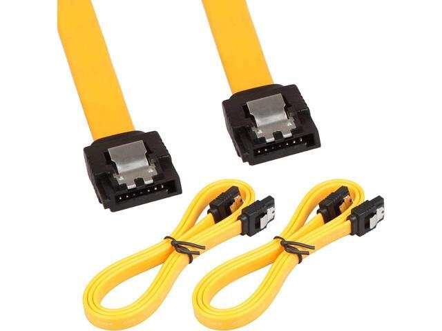 BUCIER 2Pack 32in Long SATA Cable 6gb Straight with Locking Latch(Yellow)