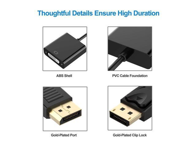 BUCIER DisplayPort to DVI DVI-D Adapter Display Port to DVI Converter DP to DVI Adapter Male to Female Black Compatible for Lenovo Dell HP and...