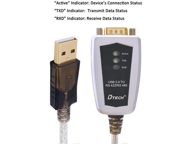 BUCIER DTECH USB to RS422 RS485 Serial Port Converter Adapter Cable with FTDI Chip Supports Windows 10 8 7 XP Macbook - 16FT