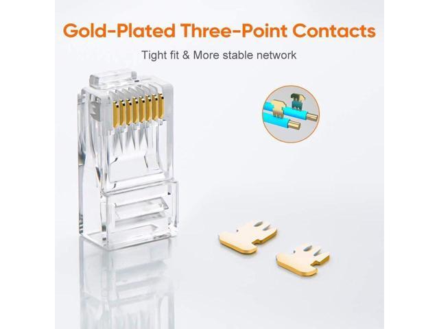 BUCIER Cat6 RJ45 Ends, 100-PACK Cat6 Connector, Cat6 / Cat5e RJ45 Connector, Ethernet Cable Crimp Connectors UTP Network Plug for Solid Wire and...