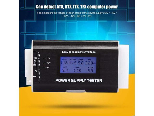 BUCIER Power Supply Tester, LCD Display Aluminum Alloy Support 20/24Pin ATX SATA, BTX, ITX, TFX Computer Power