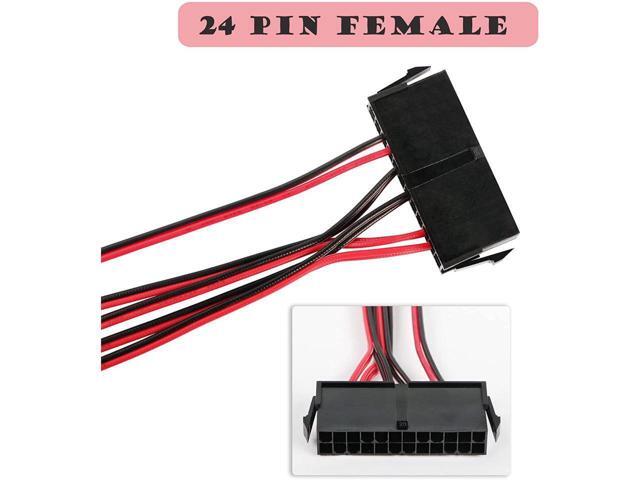 BUCIER ATX Power 24 Pin to 4 DC5521 and Power Switch Cable, 24P Female to 12V DC 5.5mm x 2.1mm Male Adapter with ON/Off, Inserted into PC Power...