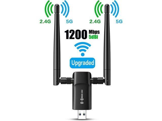 BUCIER Wireless USB WiFi Adapter for PC - 1200Mbps Dual 5Dbi Antennas 5G/2.4G WiFi Adapter for Desktop PC Laptop Windows11/10/8/8.1/7/Vista/XP,...
