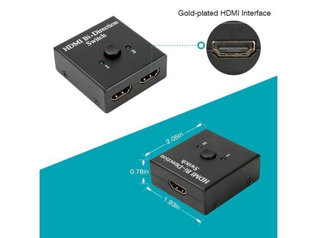 BUCIER Bi-DirectionHDMI Splitter 2 in 1 Out or 1 in 2 Out HDMI Switch Amplifier Adapter Supports 4K/3D/1080/HDCP Passthrough-HDMI Switcher for...