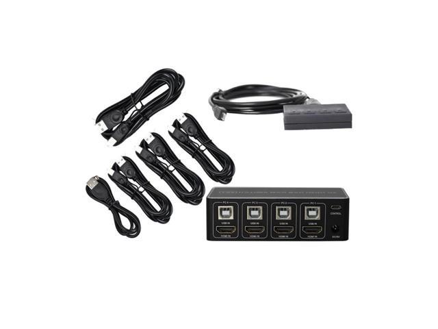 BUCIER 4 Port HDMI KVM Switch 4K@30HZ/1080P@60HZ USB HDMI KVM Switcher 4 in 1 Out USB HDMI for Mouse Keyboard Hub for PC Laptop Win7 Win10 MAC