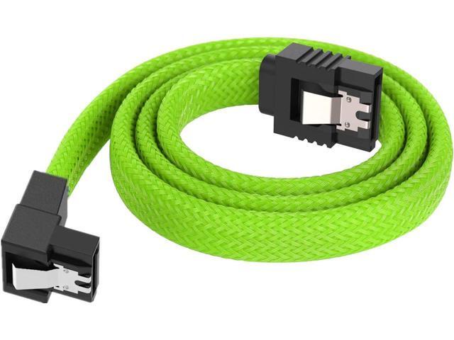 BUCIER 3PACK SATA Cable III 3 Pack 90 Degree Straight to Right Angle 6Gbps HDD SDD SATA Data Cable with Locking Latch 50cm 18 Inch for SATA HDD,...