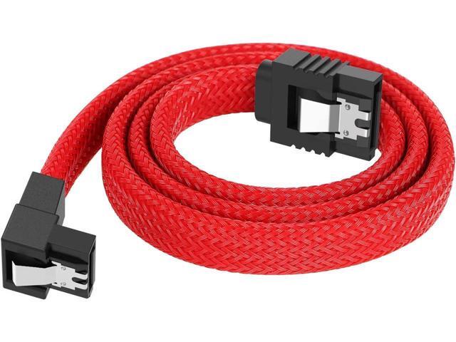 BUCIER 3PACK SATA Cable III 3 Pack 90 Degree Straight to Right Angle 6Gbps HDD SDD SATA Data Cable with Locking Latch 50cm 18 Inch for SATA HDD,...