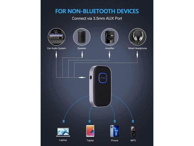 BUCIER Bluetooth 5.0 Receiver for Car, Noise Cancelling Bluetooth AUX Adapter, Bluetooth Music Receiver for Home Stereo/Wired Headphones/Hands-Free...
