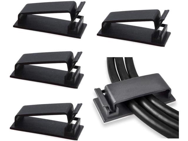 BUCIER 50Pcs Self Adhesive Cable Management Clips Cable Organizers Wire Clips Cord Holder for TV PC Ethernet Cable under Desk Home Office Outdoor
