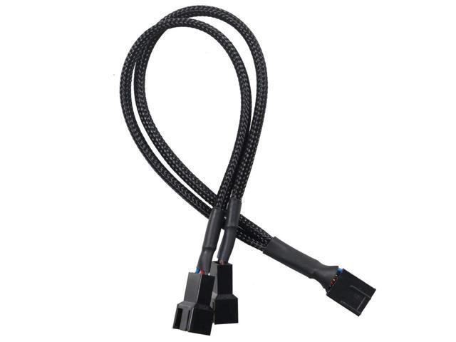 BUCIER PWM Fan Splitter Cable 1 to 2 Converter, All Black Sleeved Case Fan Splitter Cable, Case Fan Power Duplicator Converter, Dual Case Fan Power...