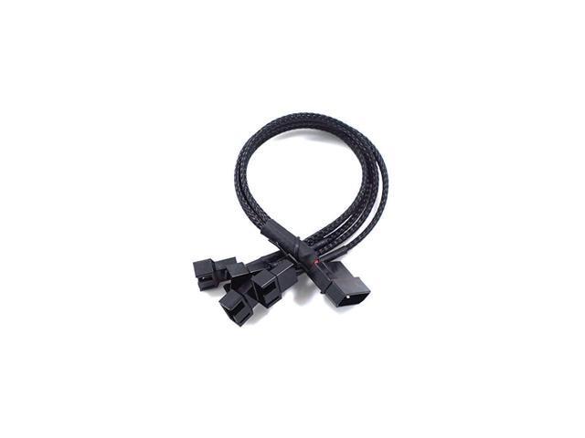 BUCIER 4-Pin Molex to 4 x 3/4-Pin PC Case Fan Sleeved Adapter Cable