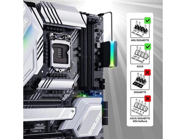 BUCIER 5V ARGB Synchronous Computer Motherboard ATX Power Supply 24 PIN 90 Degree Adapter 24 Pin Female to 24 Pin Male Connector Turn Steering Head