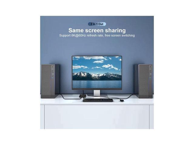 BUCIER 8K@60Hz USB-C Bi-Direction Switch Video DataTransmissions PD Charge1x2, 2x1 Switcher Splitter