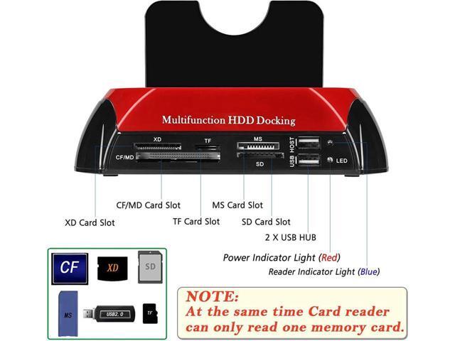 BUCIER USB 2.0 to 2.5 3.5 Inch SATA IDE Dual Slots External Enclosure with All in 1 Card Reader and USB 2.0 Hub for 2.5' 3.5' IDE SATA I/II/III HDD...