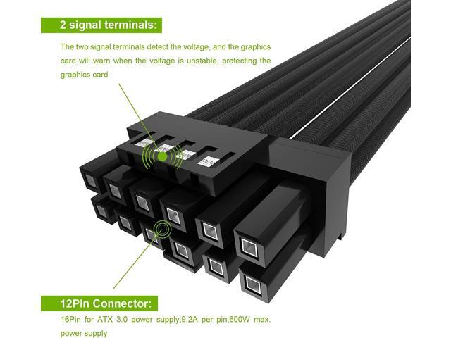 BUCIER 16Pin GPU Cable,Pcie 5.0 12VHPWR Sleeved Modular Cables,Male to Male PSU Cable,Mini 12+4 pin Adapter 600W ATX 3.0 Power Supply for RTX...