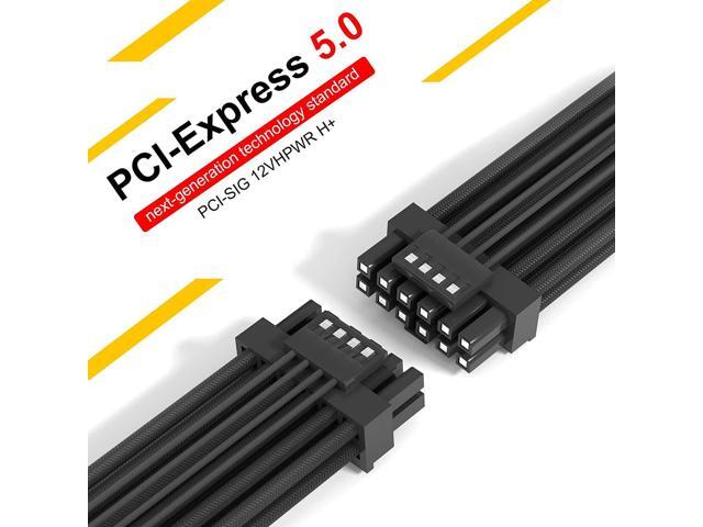 BUCIER 16Pin GPU Cable,Pcie 5.0 12VHPWR Sleeved Modular Cables,Male to Male PSU Cable,Mini 12+4 pin Adapter 600W ATX 3.0 Power Supply for RTX...